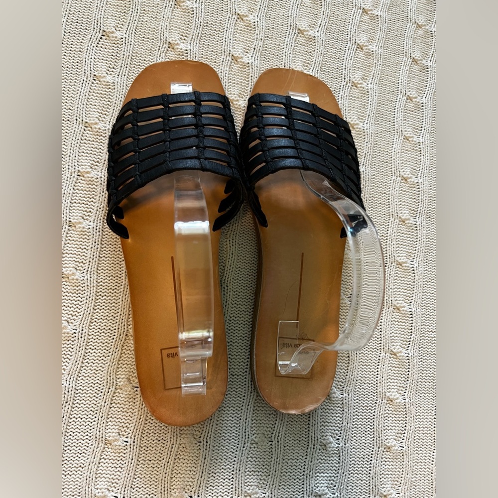 Dolce Vita Sz 11 Black Woven Leather Slides - Picture 7 of 7